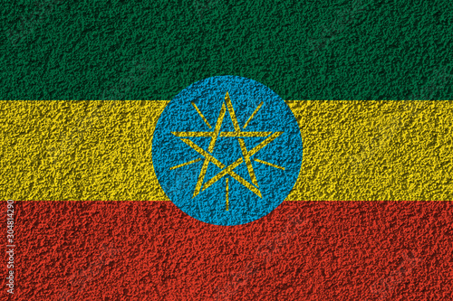 ethiopia flag on the background texture. Concept for designer solutions. photo