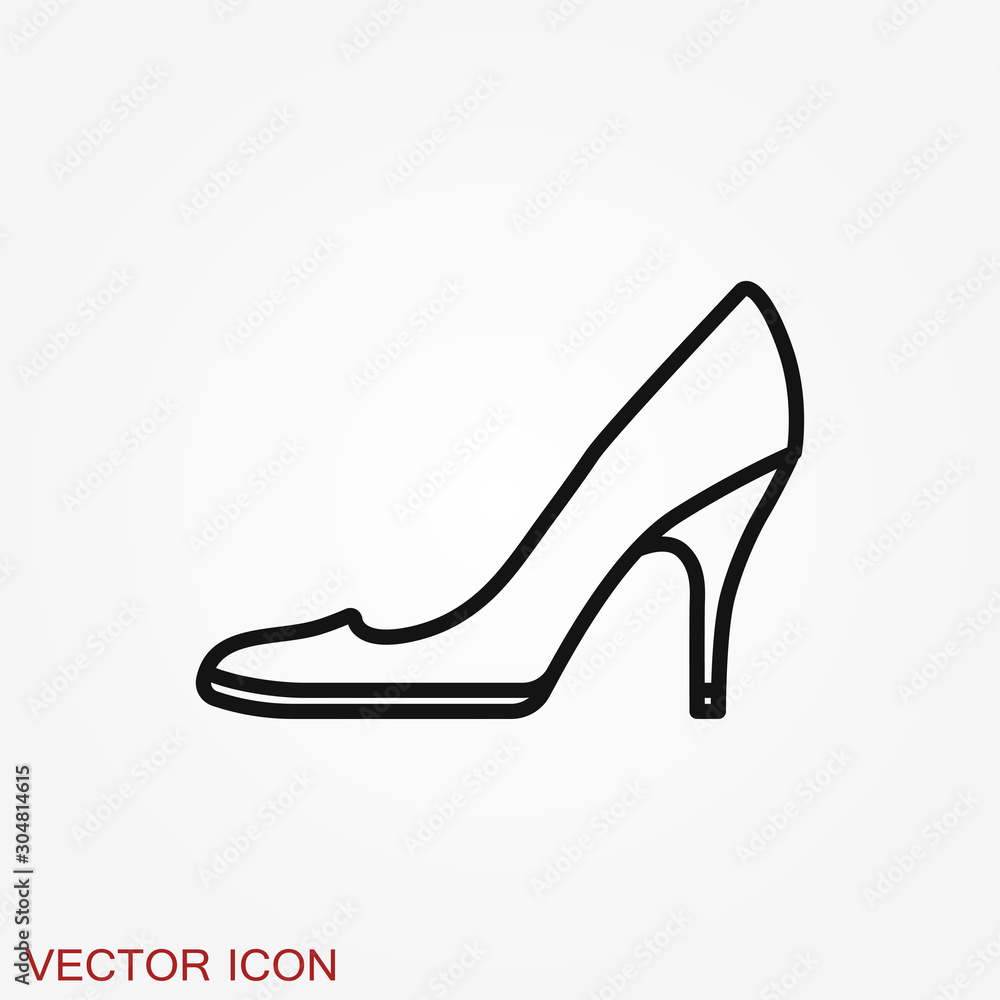 Heelhigh icon, vector woman shoes symbol on background Heelhigh icon, vector woman shoes symbol on background