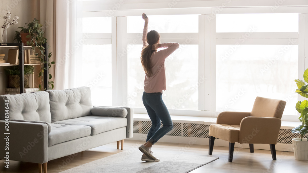 Happy young woman have fun dancing at home Happy young woman have fun dancing at home