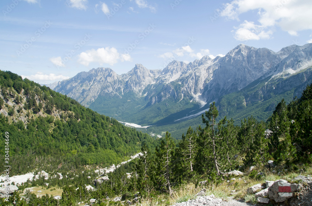 View of green valley Valbona in Valbona Valley National Park,  Albania, Europe