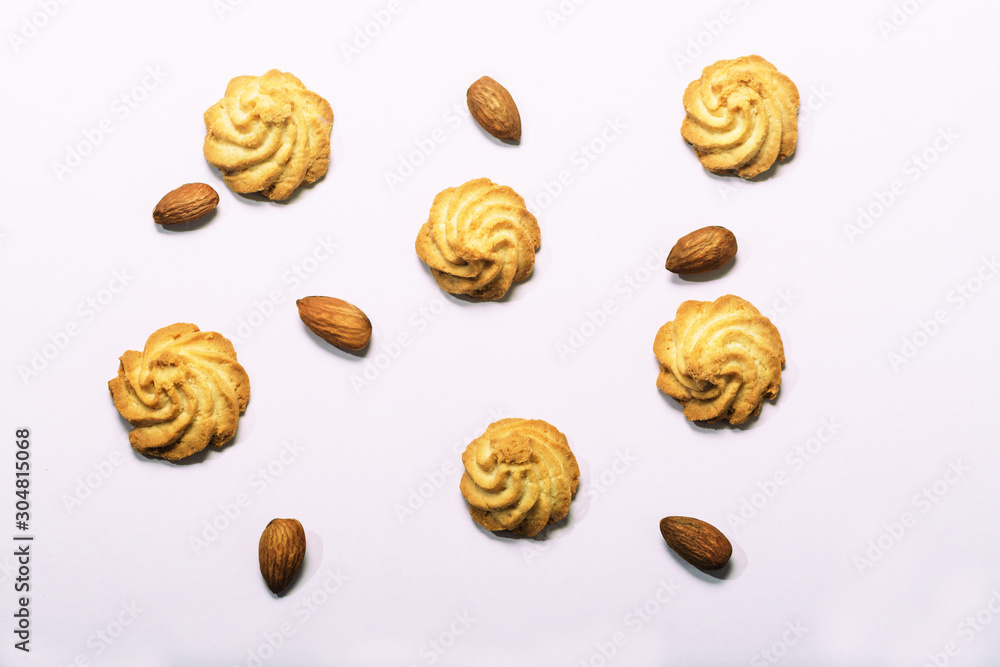 Cookie background with almonds