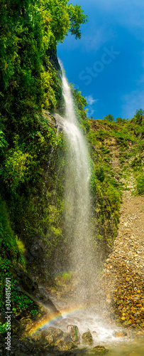 A perennial roadside waterfall and a rainbow  Mussoorie  Uttarakhand  India