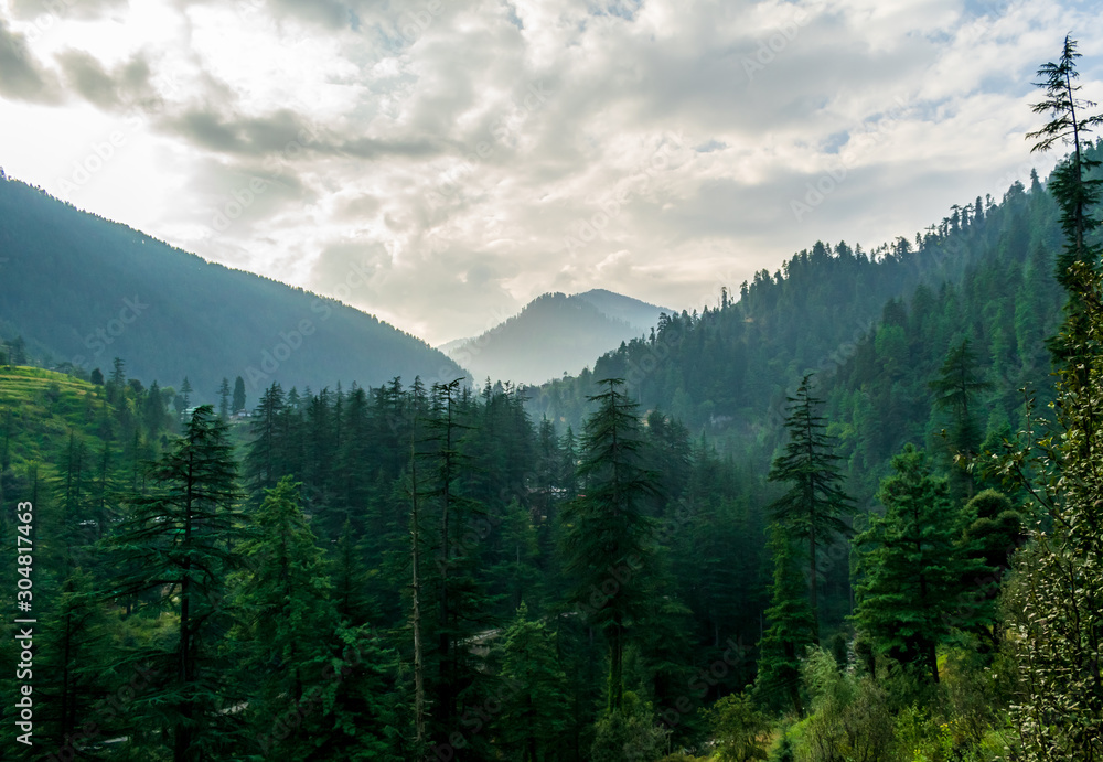 A mountain valley, Jibhi, Tirthan Valley, Himachal Pradesh, India
