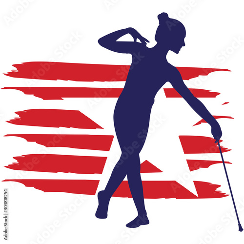 Baton Twirling   flag, American Flag, Fourth of July, 4th of July, Patriotic, Cricut Silhouette Cut File, Cutting file photo