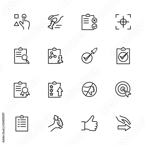 Tela Line icon set related to Protocol of the quality control circle.