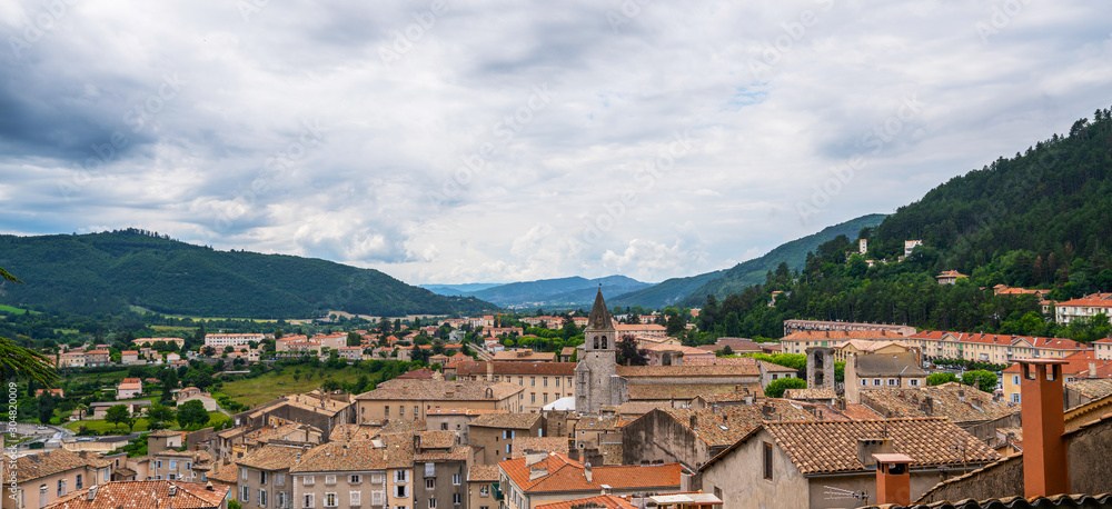 Scenic medieval town Sisteron in French Alps popular tourist destination in Provence, Alpes-de-Haute-Provence, France.