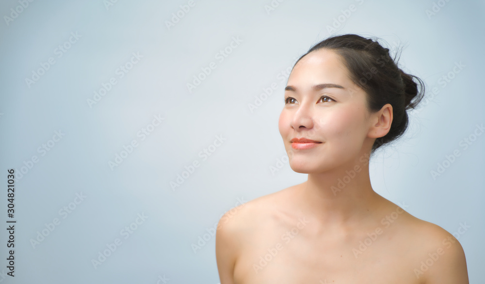 attractive asian woman skin care image on white background attractive asian woman skin care image on white background