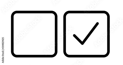 Checkbox set with blank and checked checkbox line art vector icon for apps and websites