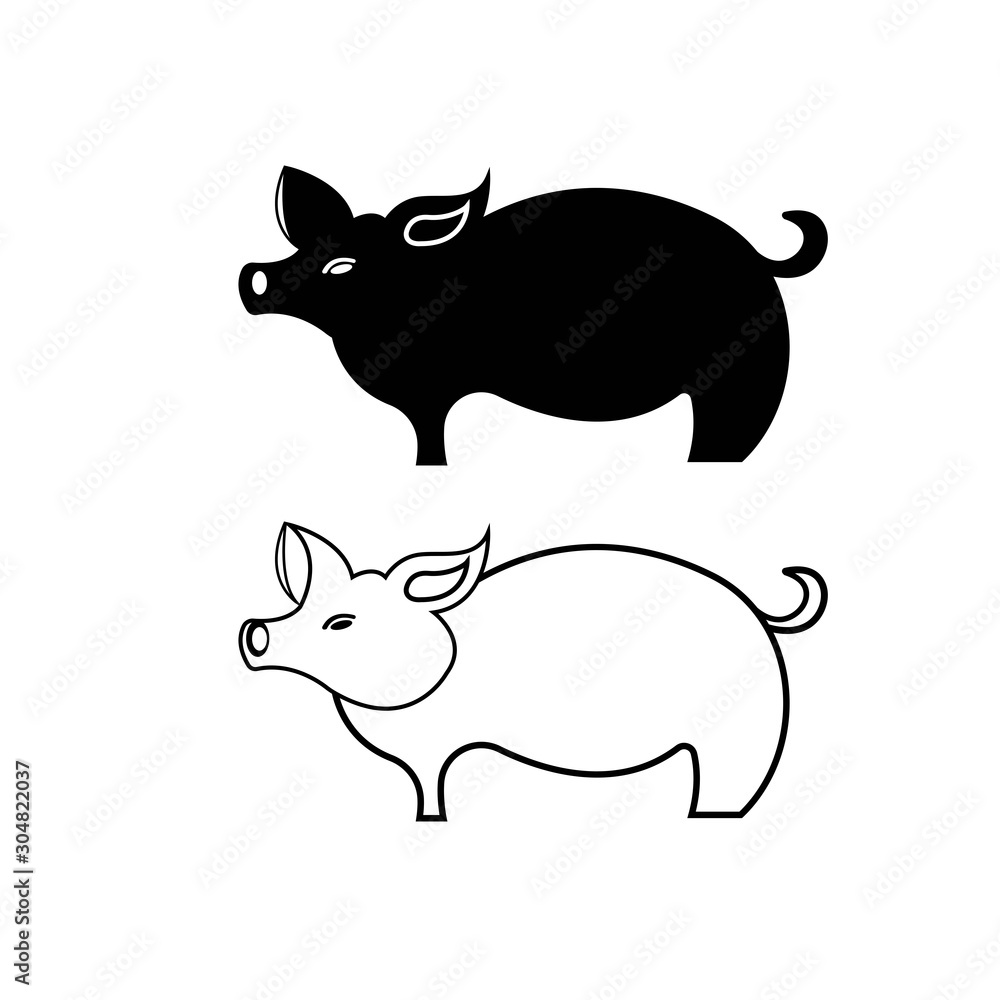 Fototapeta premium Modern Simple Pig Logo Animal Vector Symbol