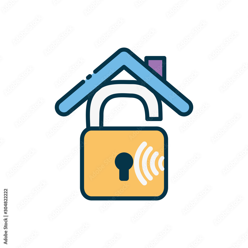 House and padlock of smart home vector design House and padlock of smart home vector design