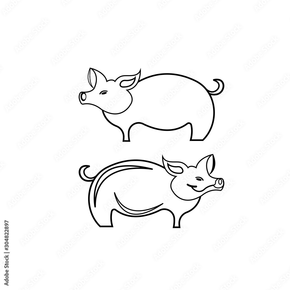 Modern Simple Pig Logo Animal Vector Symbol Modern Simple Pig Logo Animal Vector Symbol