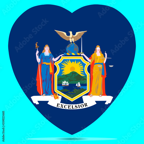 New York Flag In Heart Shape Of The Us State Of New York Vector illustration Eps 10
