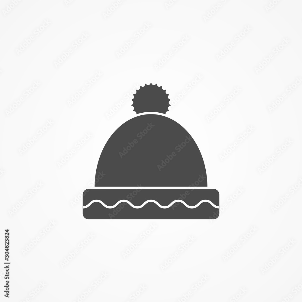 Fototapeta premium Winter hat vector icon sign symbol
