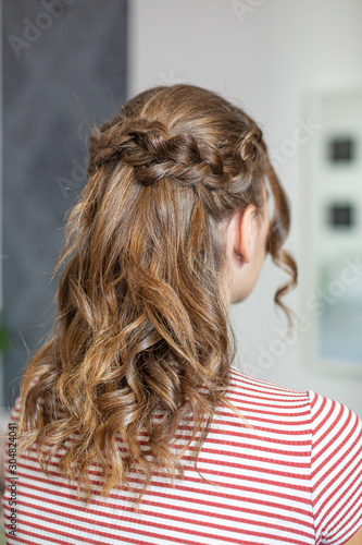 Beautiful wedding hairstyle, light brown hair color