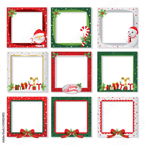 Set of Christmas frame,vector border christmas, picture frame design