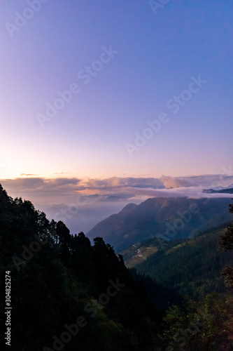sunset over the Himalayas, Tirthan Valley, Himachal Pradesh © Sondipon