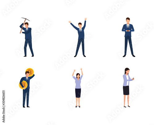 avatar business people icons set