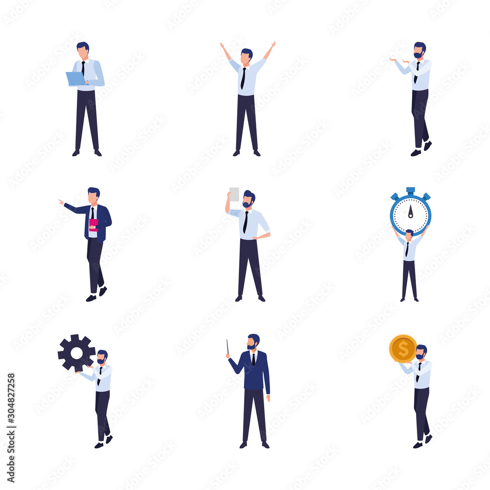 colorful design of business men icons set