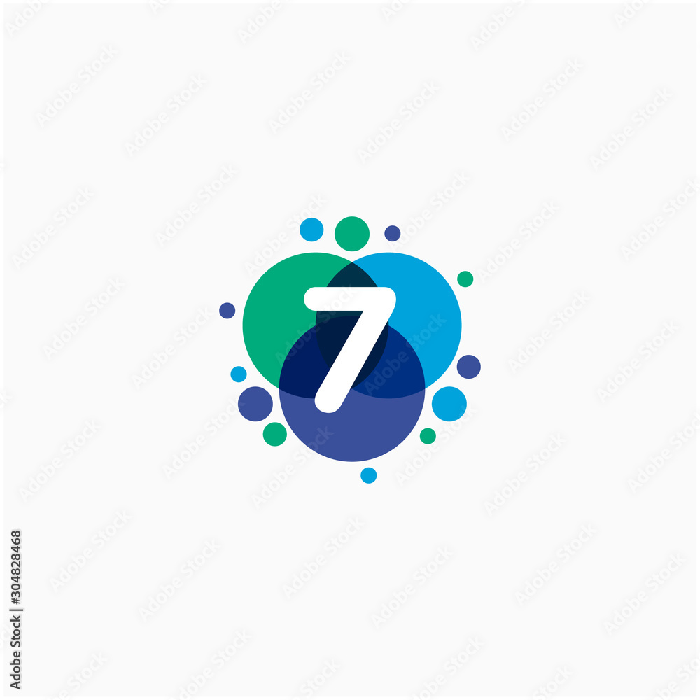 Number 7 with dot abstract logo designs. molecule Logo design , Lab Logo Design Element , Design Vector with Dots concept. - VECTOR Number 7 with dot abstract logo designs. molecule Logo design , Lab Logo Design Element , Design Vector with Dots concept. - VECTOR