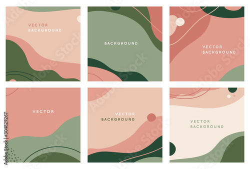 Vector set of abstract creative backgrounds in minimal trendy style with copy space for text - design templates for social media posts and stories