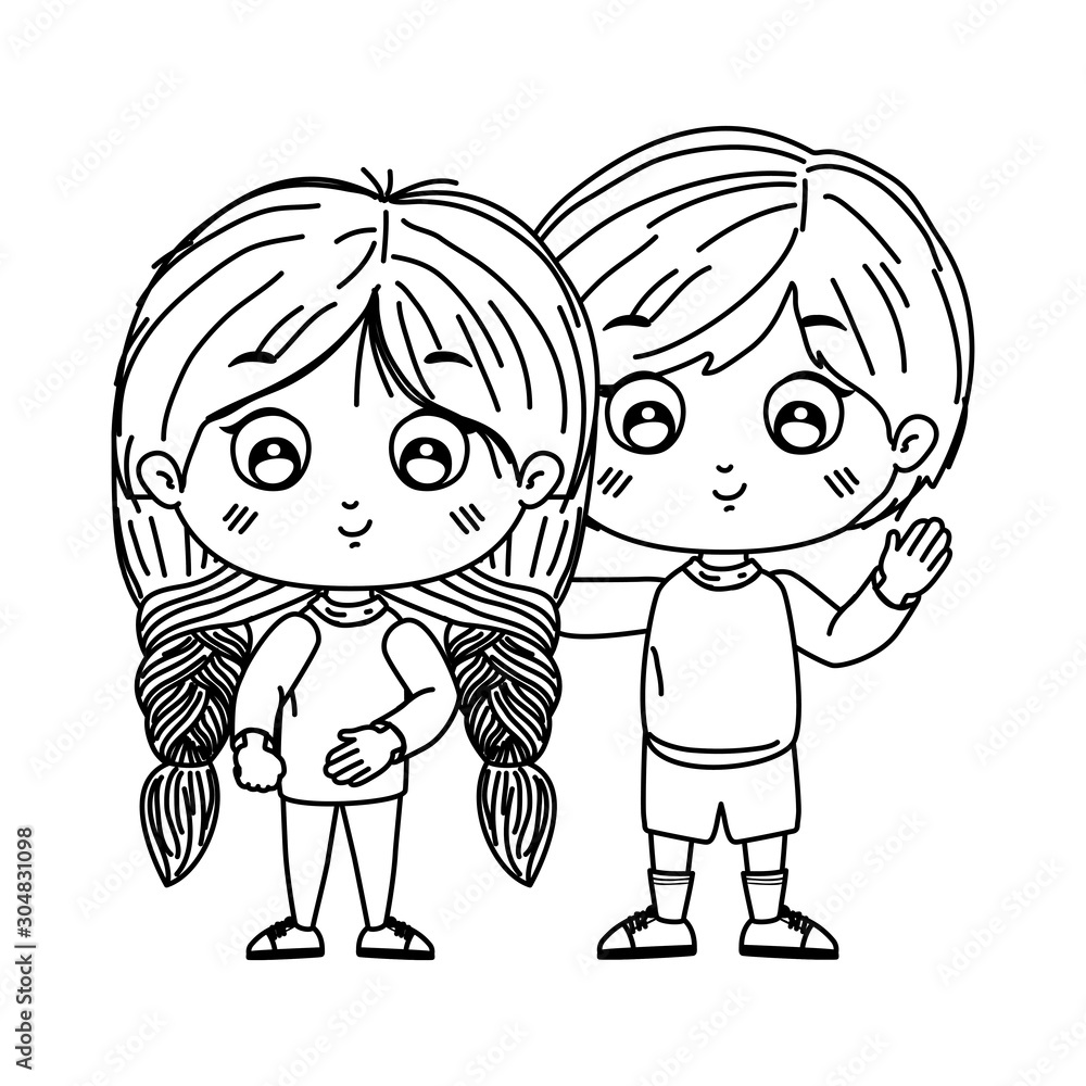 Girl and boy cartoon vector design Girl and boy cartoon vector design
