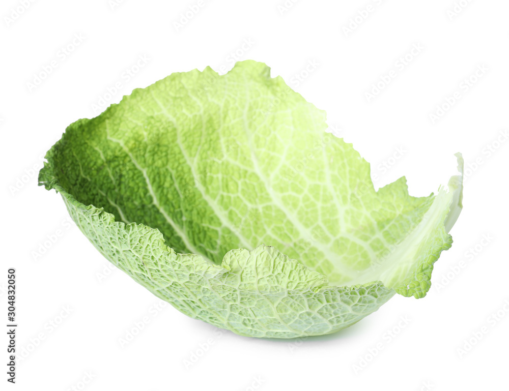 Fresh savoy cabbage leaf isolated on white Fresh savoy cabbage leaf isolated on white