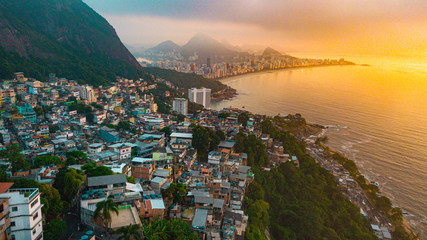 Wandcirkels Rio de Janeiro Morro do Vidigal boven Ipanema  © Pedro