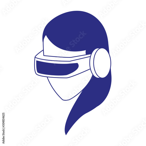 woman using technology of augmented reality vector design