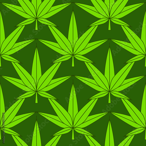 Seamless Pattern With Marijuana Leaves Vector Suitable For Greeting Card, Poster Or T-shirt Printing.