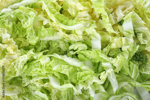 Fresh chopped Chinese cabbage as background, closeup