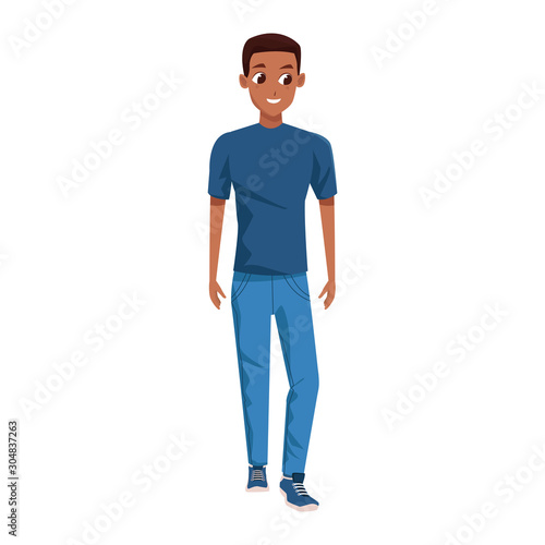 cartoon afro man wearing casual clothes