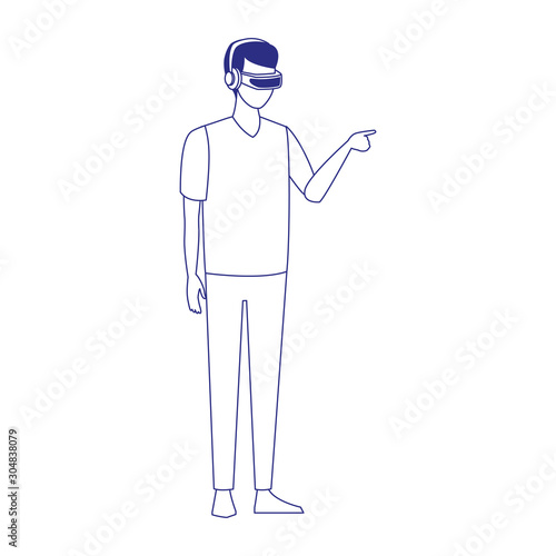 man using technology of augmented reality vector design