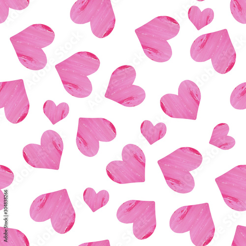Sweet pink hearts seamless pattern.Love fashion illustration.Valentines day background.Hearts background for fashion, fabric, textile, wrapping, digital print