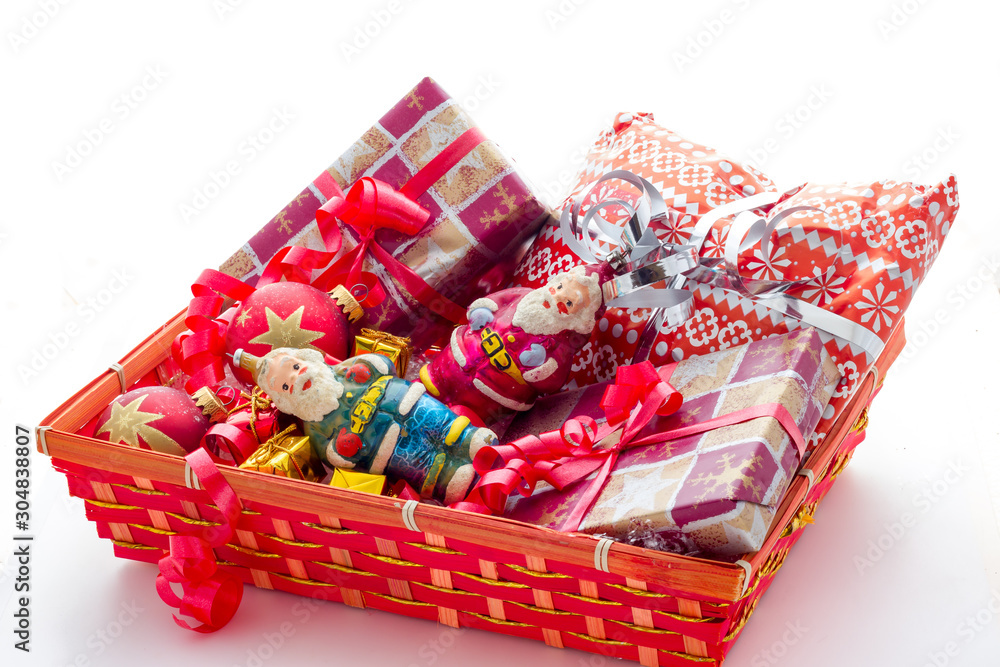 Fototapeta premium Basket with Christmas gifts