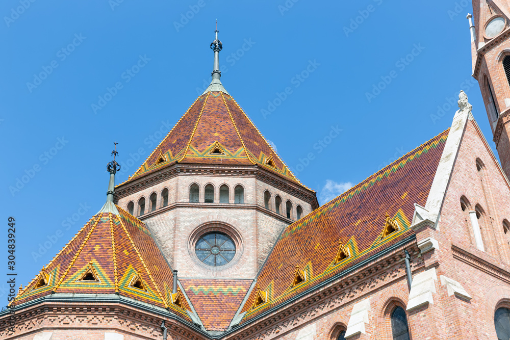 Fototapeta premium Calvinist Church with beautiful roof plates Budapest, Hungary