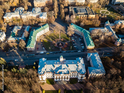 Москва, вид сверху на старинную усадьбу Петровско-Разумовское