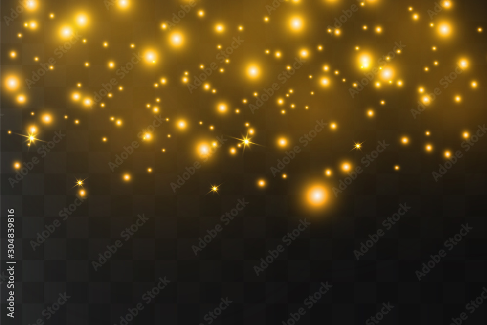 Sparks, golden stars.