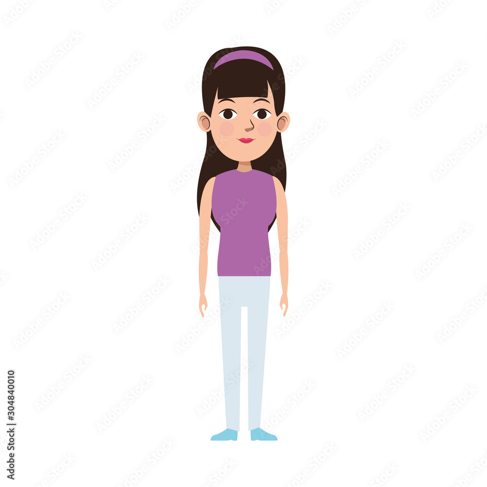 young woman standing icon, flat design young woman standing icon, flat design
