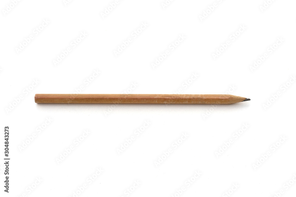 Brown pencil on white background