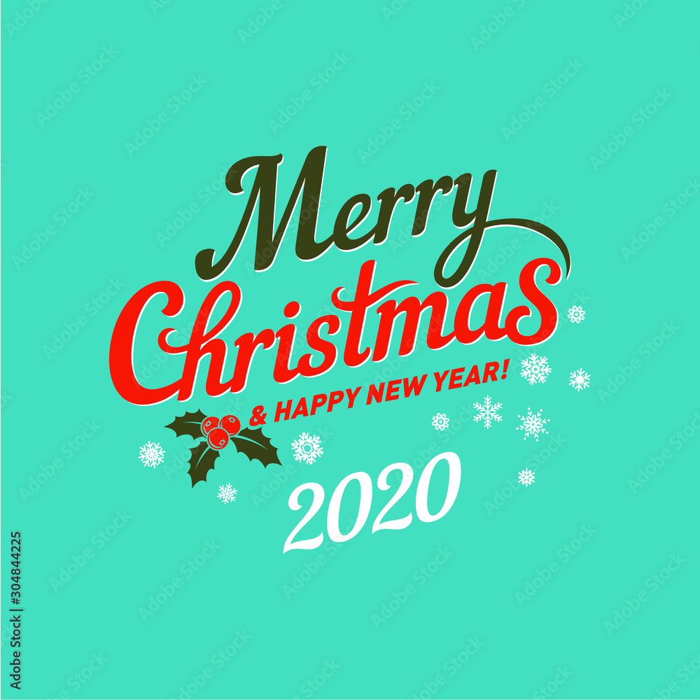 Merry Christmas Text Calligraphic Lettering Design Card Template. Suitable for Holiday Greeting Gift Poster. Calligraphy Font Style Banner