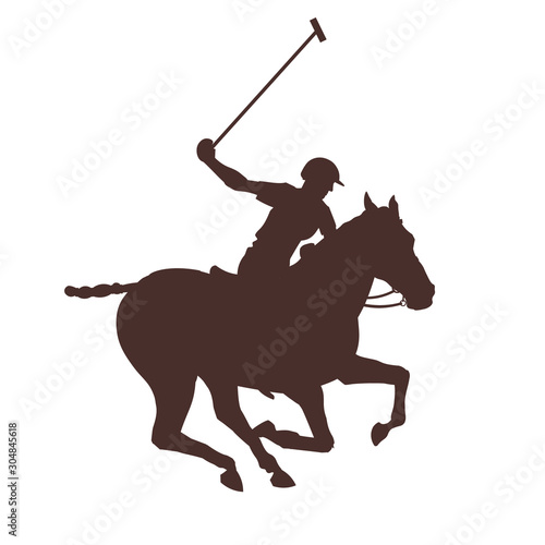 Silhouette of polo rider horse vector illustration