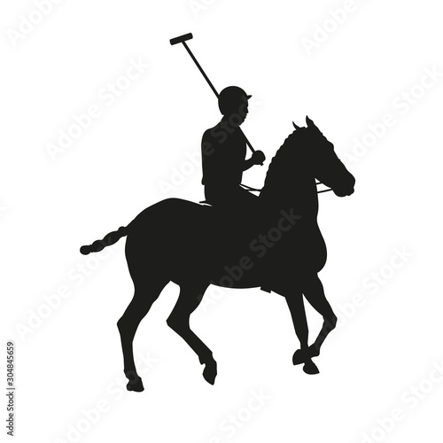 Silhouette of polo rider horse vector illustration