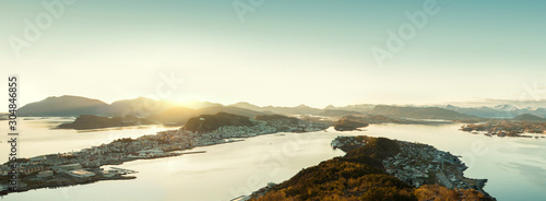 Alesund skyline at sunrise, Norway