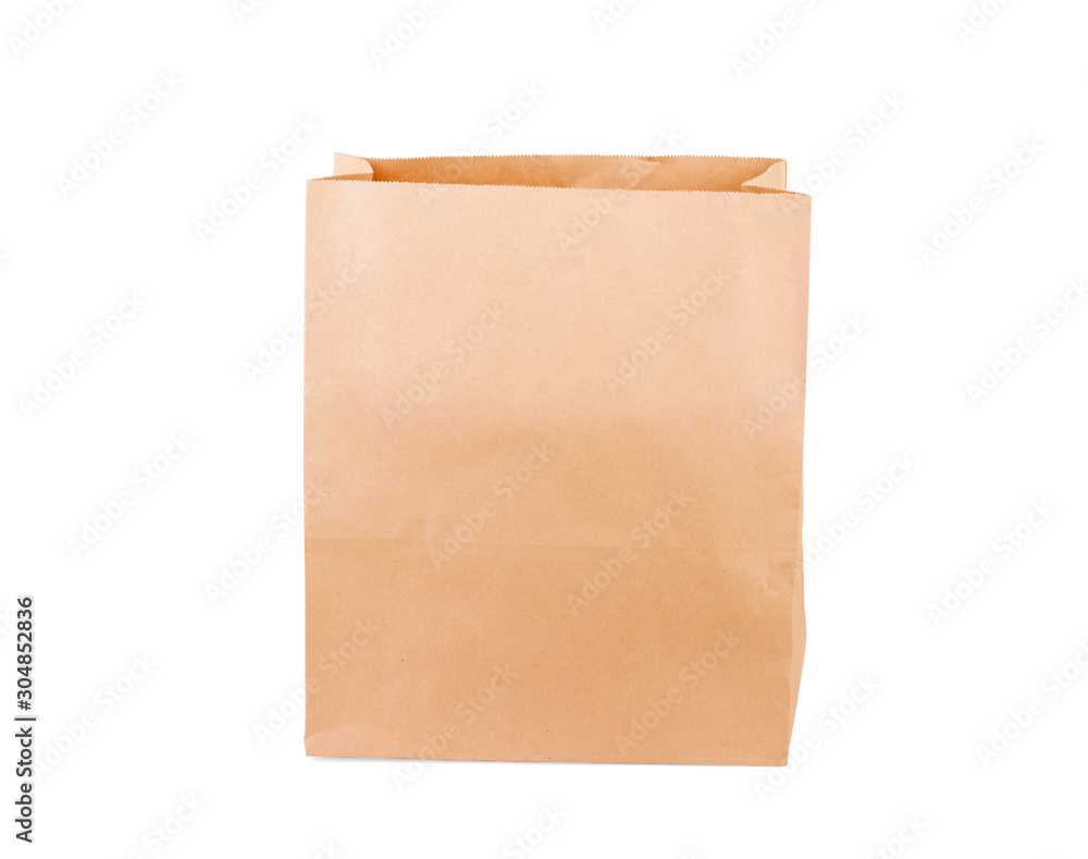 Lunch paper bag isolated on white background