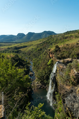 Landscape shot of Lisbon Falls waterfall near Graskop in South Africa