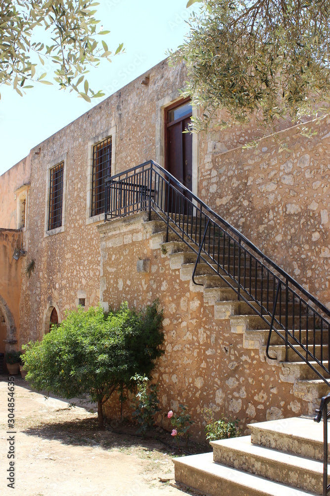 Stairs in Arkadi Monastery Rethymnon, Crete, Greece