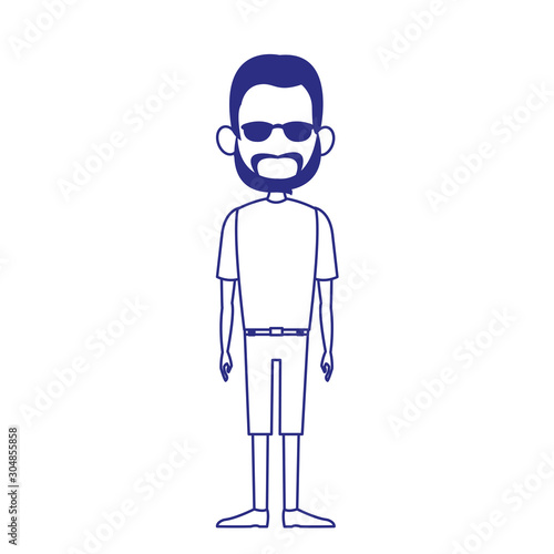 hipster man standing icon , flat design