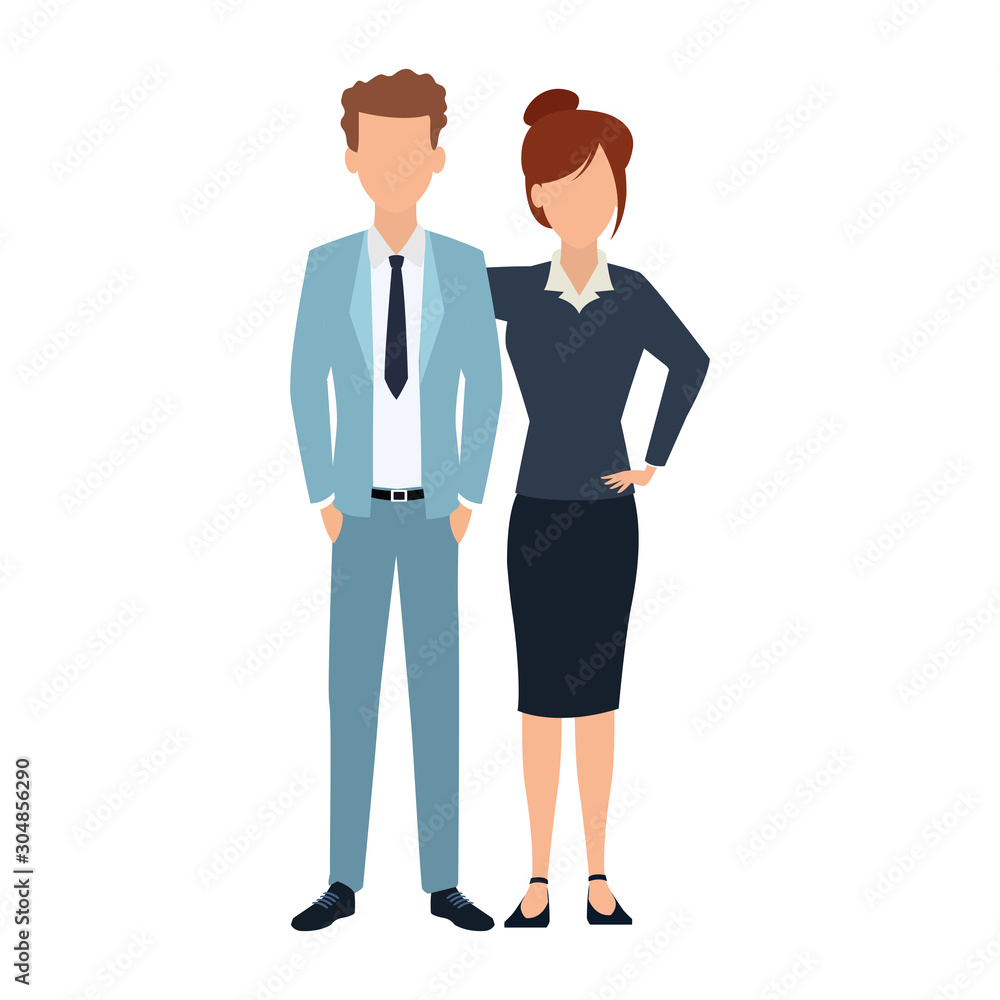 young businessman and businesswoman icon, flat design young businessman and businesswoman icon, flat design