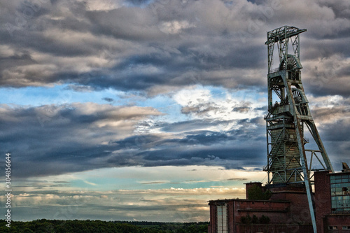 Abandoned Clipstone Colliery Headstocks, Mansfiled, Nottinghamshire, England near Sherwood Forest. Europe’s tallest coal mining headstocks over 200 feet., coal country Robin Hood country.
