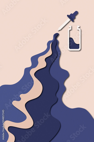 Bright color illustration of moisturizing face serum with decor